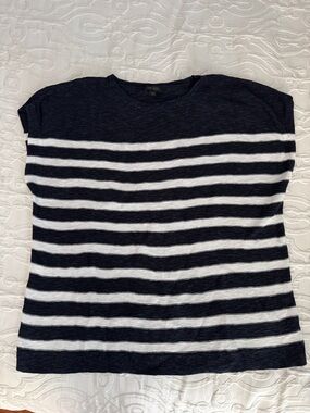 J. Jill Navy and White Striped Knit Sweater
